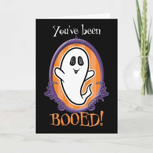 Cartão Você foi booed Halloween Frame Ghost (Frente)