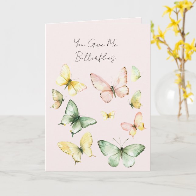 Cartão Você Me Dá Borboletas Amor (Flor Amarela)