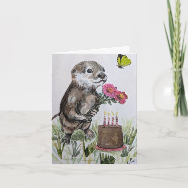 Cartão Você Otter tem um aniversário feliz (Frente)