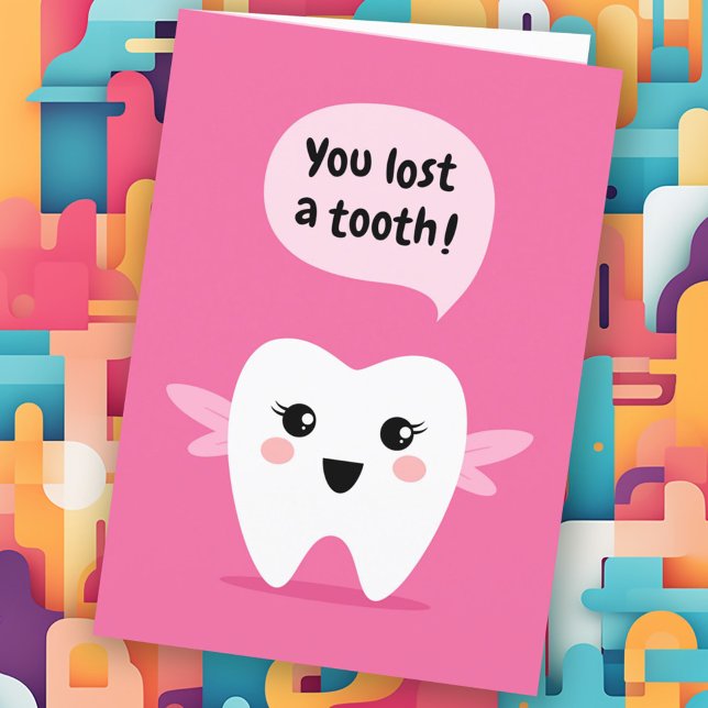 Cartão Você perdeu um dente, fada do dente parabéns (You lost a tooth, tooth fairy congratulations card)