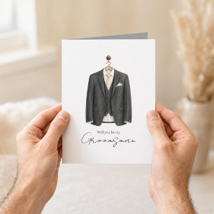 Cartão Você será meu Padrinho Terno Elegante