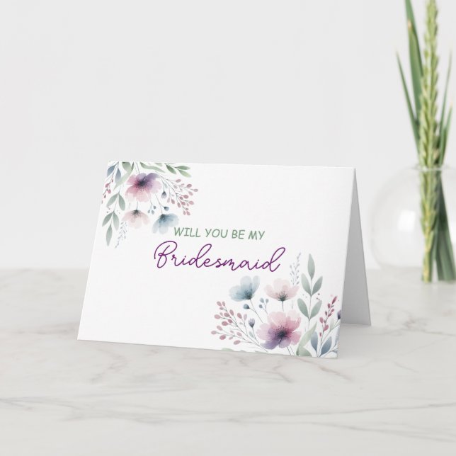 Cartão Você será minha dama de Bridesmaid | Floral Weddin (Frente)