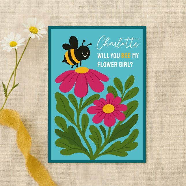 Cartão Você Será Minha Menina Flor, Bumblebee Floral? (Criador carregado)