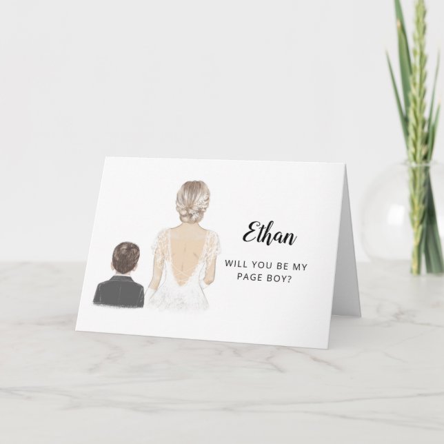 Cartão Você Será Minha Proposta De Menino De Página Folga (Frente)