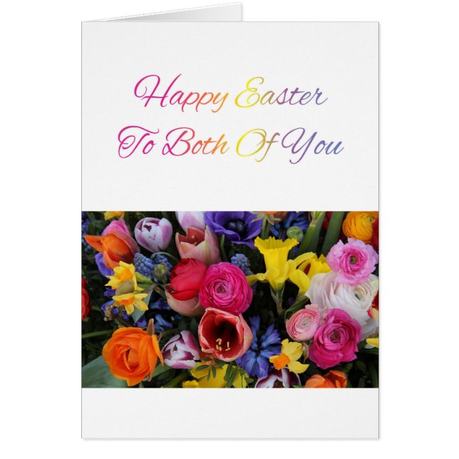 Cartão Vocês dois Felz pascoa buquê Springflower (Frente)