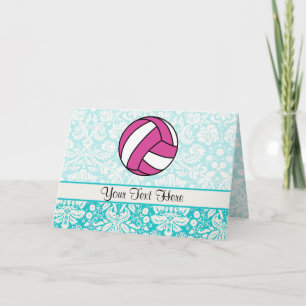 Cartão Voleibol Rosa; cor damasco