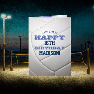 Cartão Volleyball Add Your Name and Year Birthday