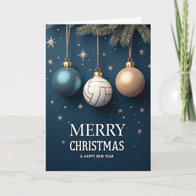 Cartão Volleyball Ornament Christmas Card (Frente)