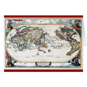 Cartão Volta do mapa do mundo do século XVIII