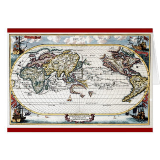 Cartão Volta do mapa do mundo do século XVIII