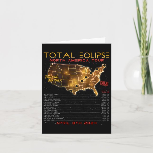 Cartão Volta) Total Solar Eclipse 2024 Tour na América do (Frente)