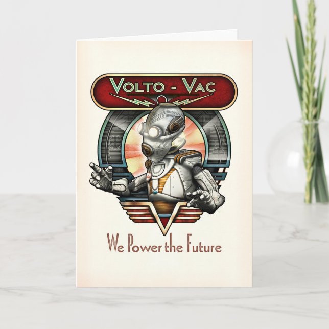 Cartão Volto-Vac Retro Robot Greeting Card (Frente)