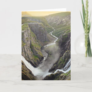 Cartão Voringsfossen waterfall in Norway greeting card