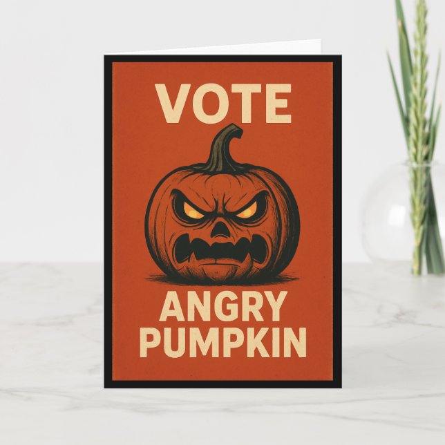 Cartão Votar Angry Pumpkin Saudações (Frente)