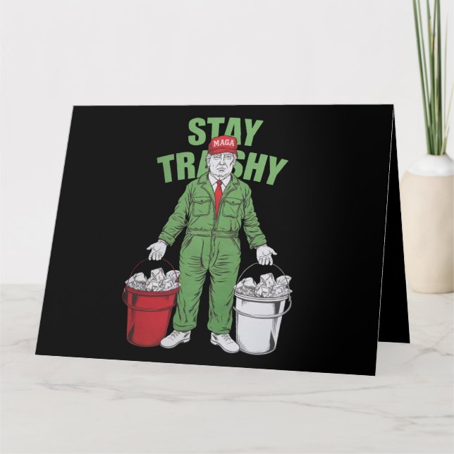 Cartão Votar Trump Garbage Man Permaneça Trashy Eleições  (Frente)