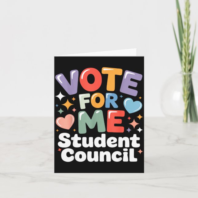Cartão Vote For Me Student Council Vibes School Election  (Frente)