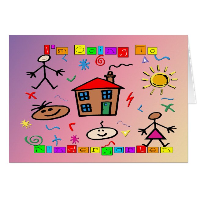 Cartão Vou ao jardim de infância (Frente Horizontal)