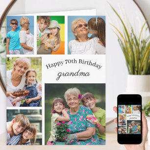 Cartão Vovó 6 Colagem de Fotos Qualquer Idade Feliz Anive