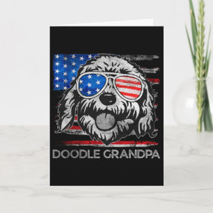 Cartão Vovô Doodle Bandeira Americana Vintage Cachorro En