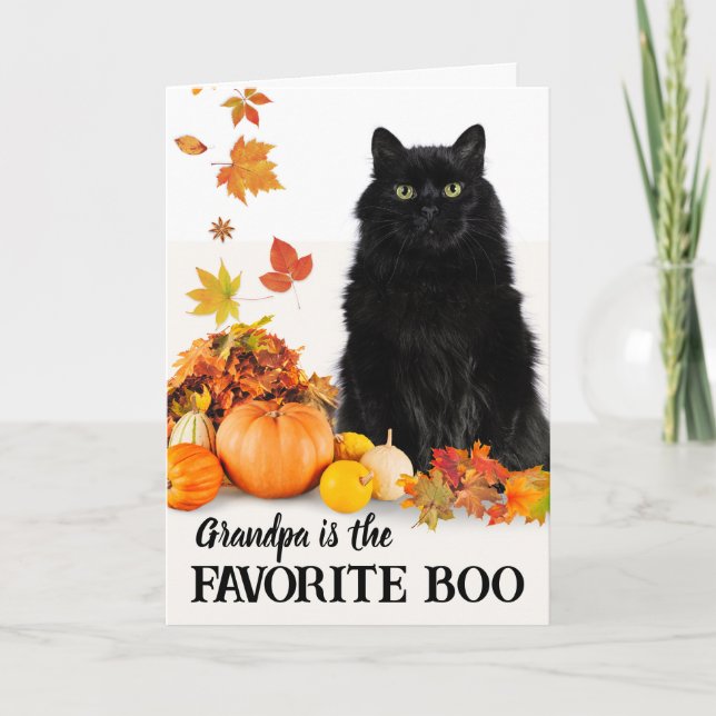 Cartão Vovô Favorito Boo Halloween Black Cat (Frente)