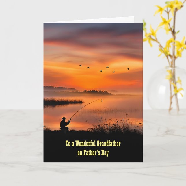 Cartão Vovô Vovô Feliz Pesca de Dia de os pais (Flor Amarela)