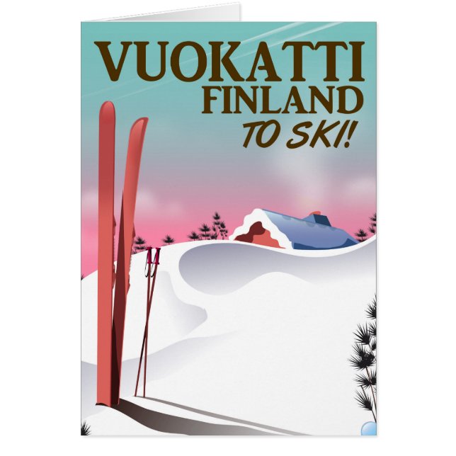 Cartão Vuokatti Finlândia ski poster (Frente)