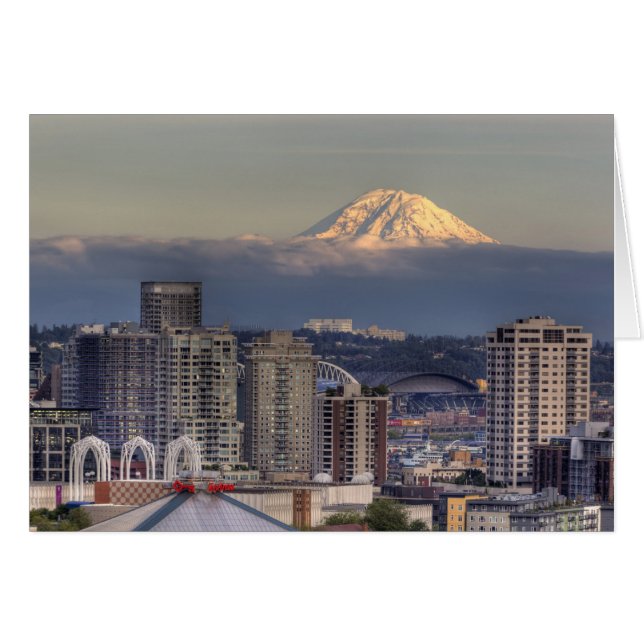Cartão WA, Seattle, Monte Rainier do Parque Kerry (Frente Horizontal)