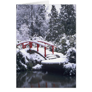 Cartão WA, Seattle, ponte de Lua e lagoa após o inverno