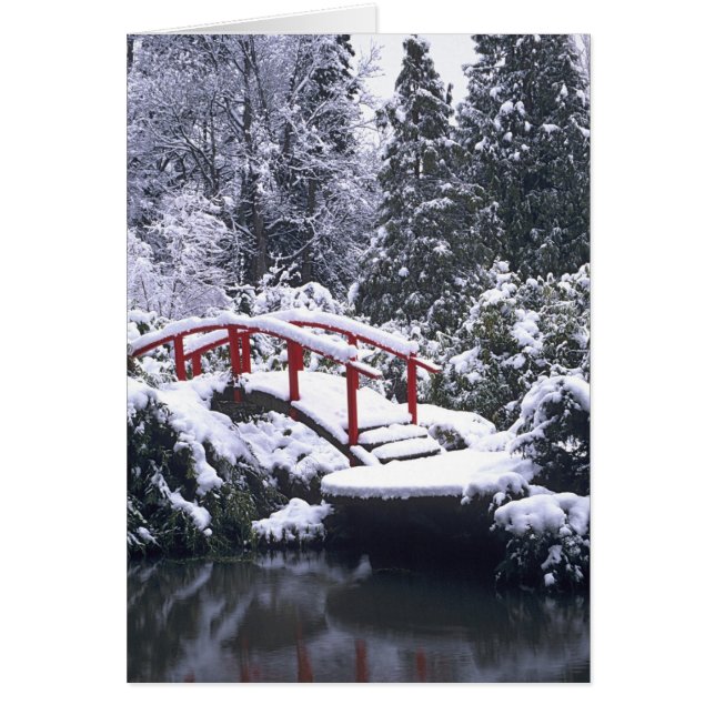 Cartão WA, Seattle, ponte de Lua e lagoa após o inverno (Frente)