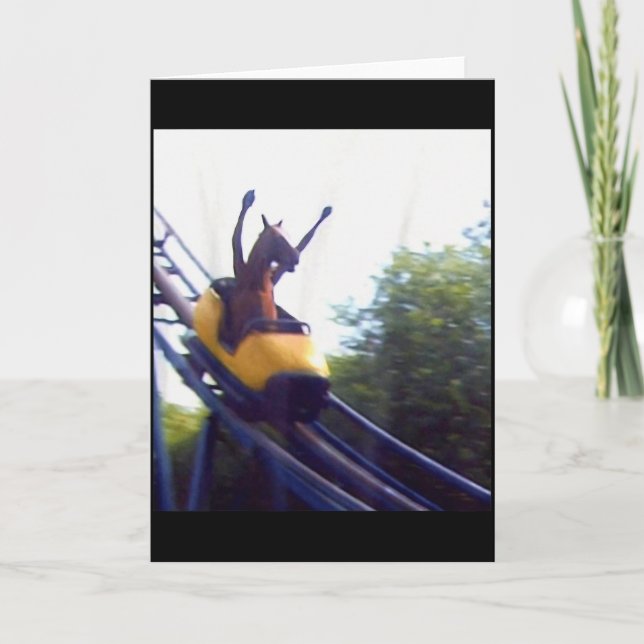 Cartão Wacky Horse Riding Roller Coaster Meme Internet Fu (Frente)