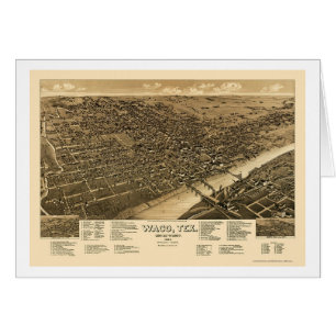 Cartão Waco, mapa panorâmico de TX - 1886