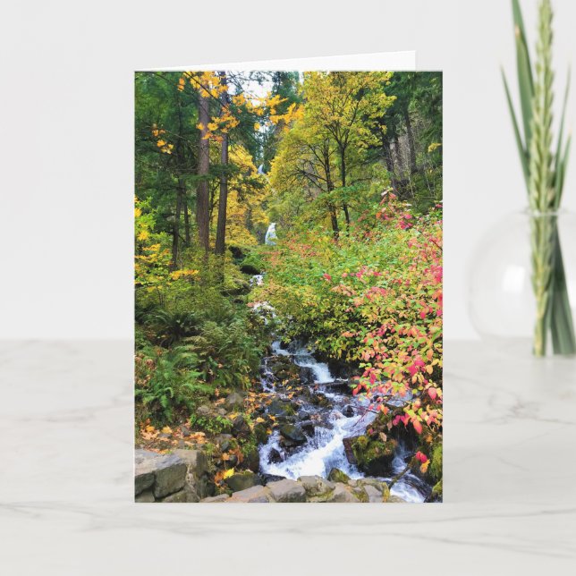 Cartão Wahkeena Falls, Columbia River Gorge, Oregon (Frente)