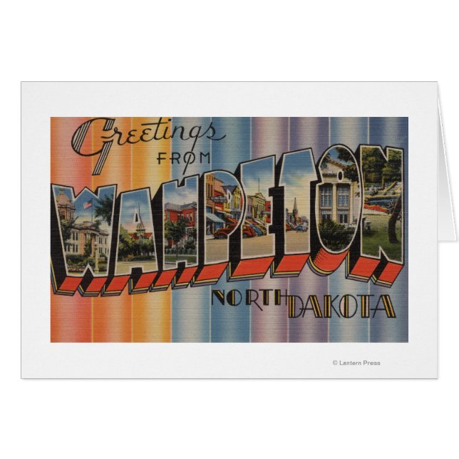 Cartão Wahpeton, Dakota do Norte - Cenas em Larga Letra (Frente Horizontal)