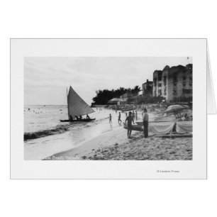 Cartão Waikiki Beach e Boats Honolulu