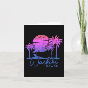 Cartão Waikiki Beach Havaí Surf Vintage Sunset Surfer
