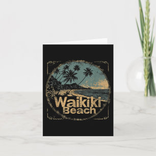 Cartão Waikiki Beach Hawaii Hi Vintage 70s 80s Palm Tree