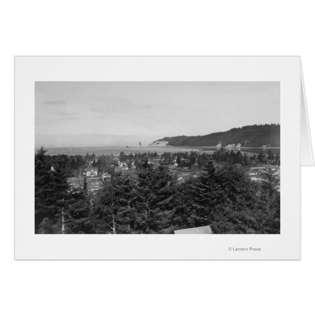 Cartão Waldport, Oregon Town View Olhando para Oeste (Frente Horizontal)