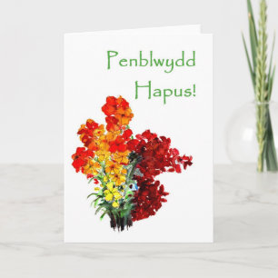 Cartão Wallflower Birthday Card - Saudação galesa