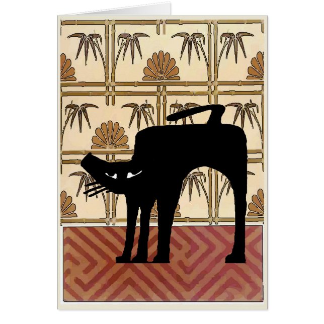 Cartão Wallpaper japonês de Cat Preta (Frente)