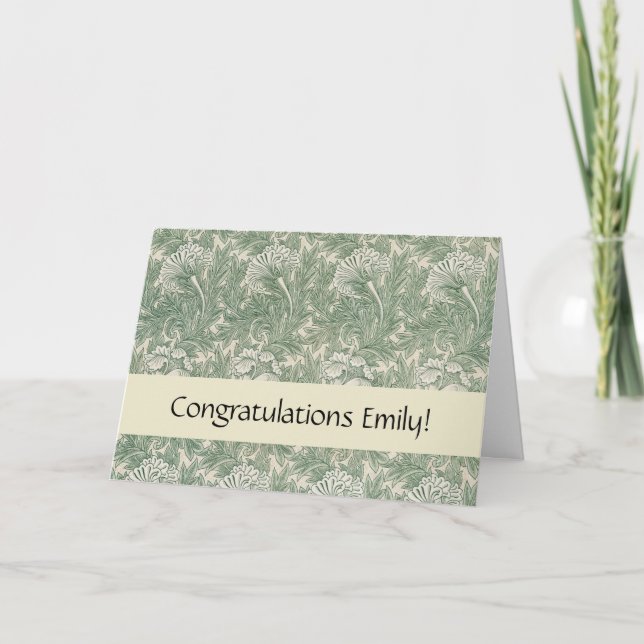 Cartão Wallpaper tulip William Morris verde têxtil (Frente)