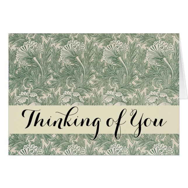 Cartão Wallpaper tulip William Morris verde têxtil (Frente Horizontal)