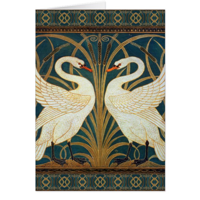 Cartão Walter Crane Swan, Rush E Iris Art Nouveau (Frente)