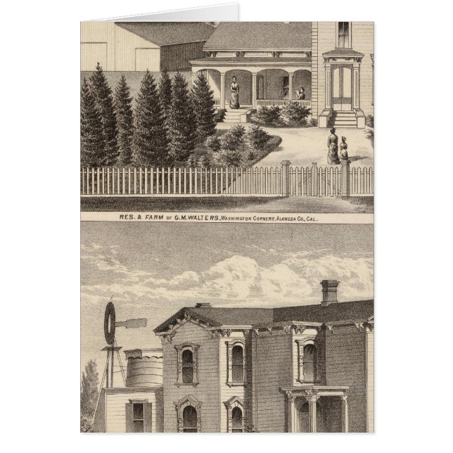 Cartão Walters, residências Crowell, fazenda (Frente)