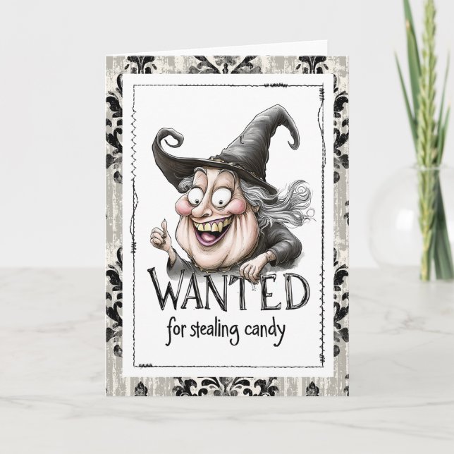 Cartão Wanted for Stealing Candy Witch (Frente)