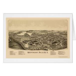Cartão Wappingers Falls, mapa panorâmico de NY - 1889