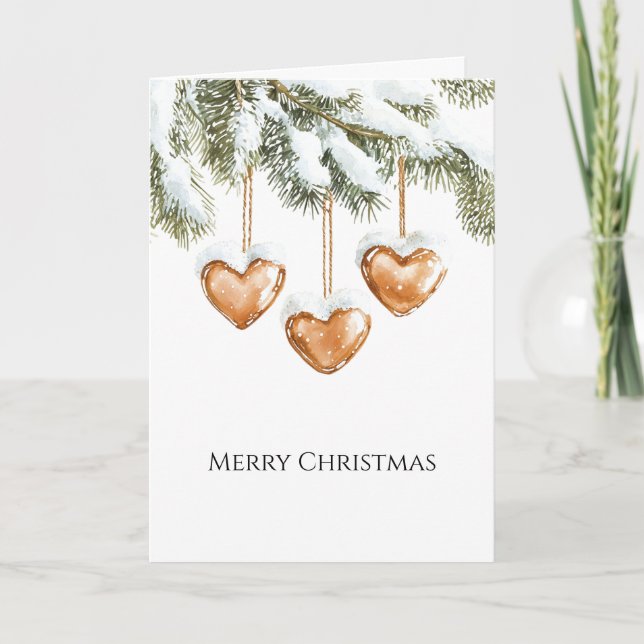 Cartão Warm Creamy Caramel Hearts Christmas Tree Branches (Frente)