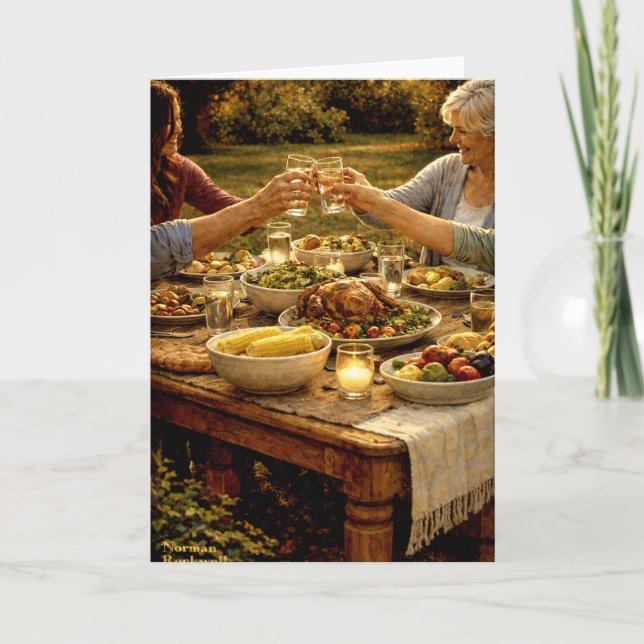 Cartão Warm Family Dinner Gathering Greeting Card (Frente)