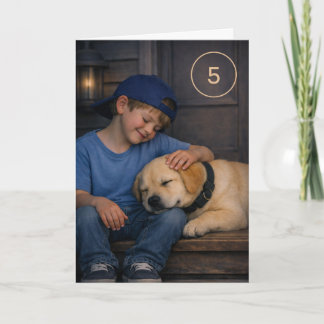 Cartão Warm Moments Boy and Dog Birthday Card