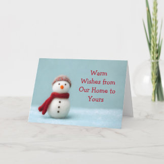 Cartão 🎄 Warm Wishes Felt Snowman Holiday Card ❄️