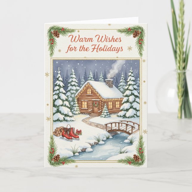 Cartão Warm Wishes for the Holidays Folded Greeting Card (Frente)